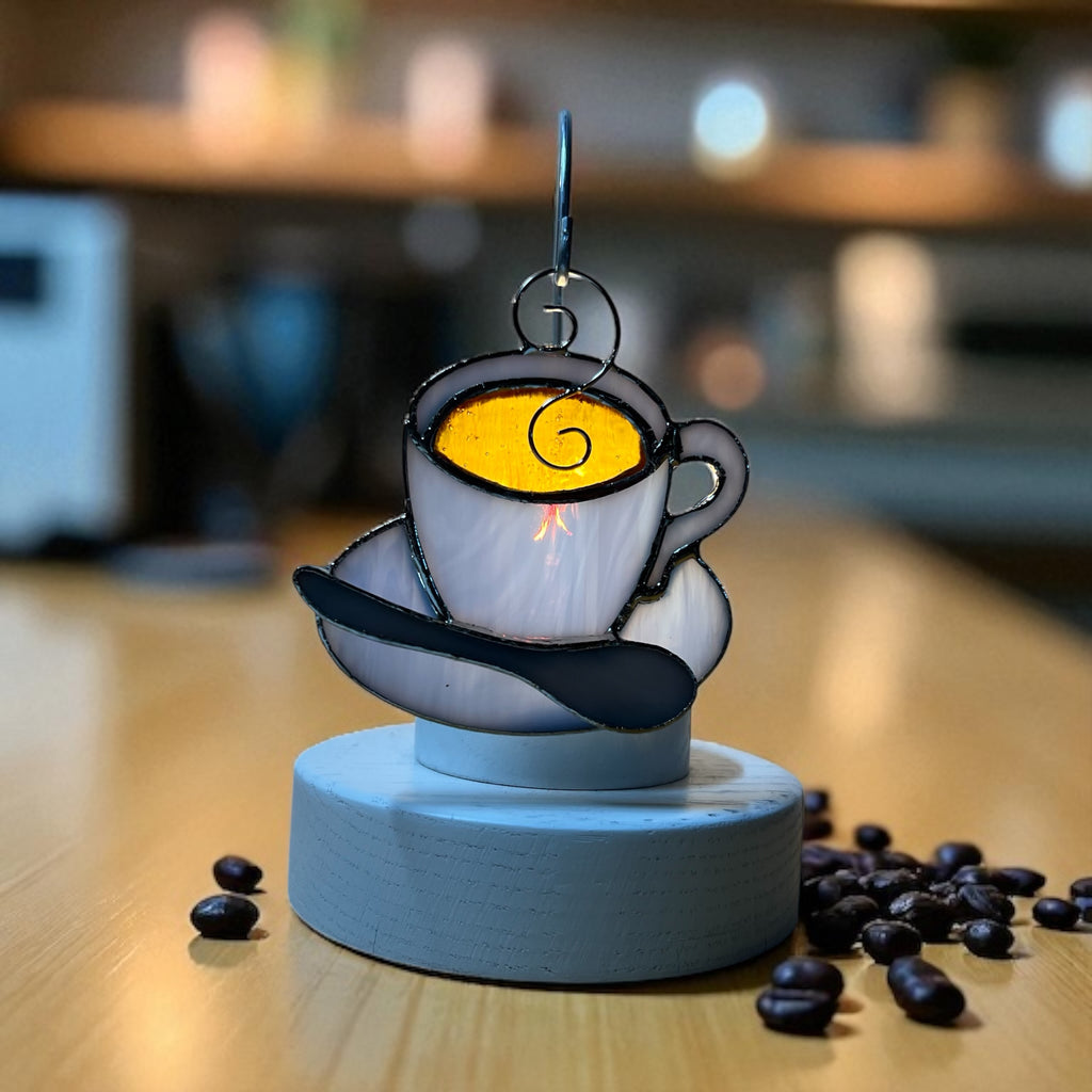 Glass Cover- Coffee Time (Light Blue Glass)