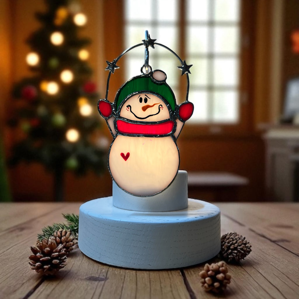 Glass Cover- Snowman and Stars