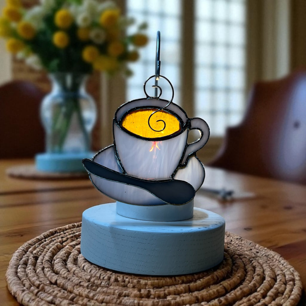 Glass Cover- Coffee Time (Light Blue Glass)