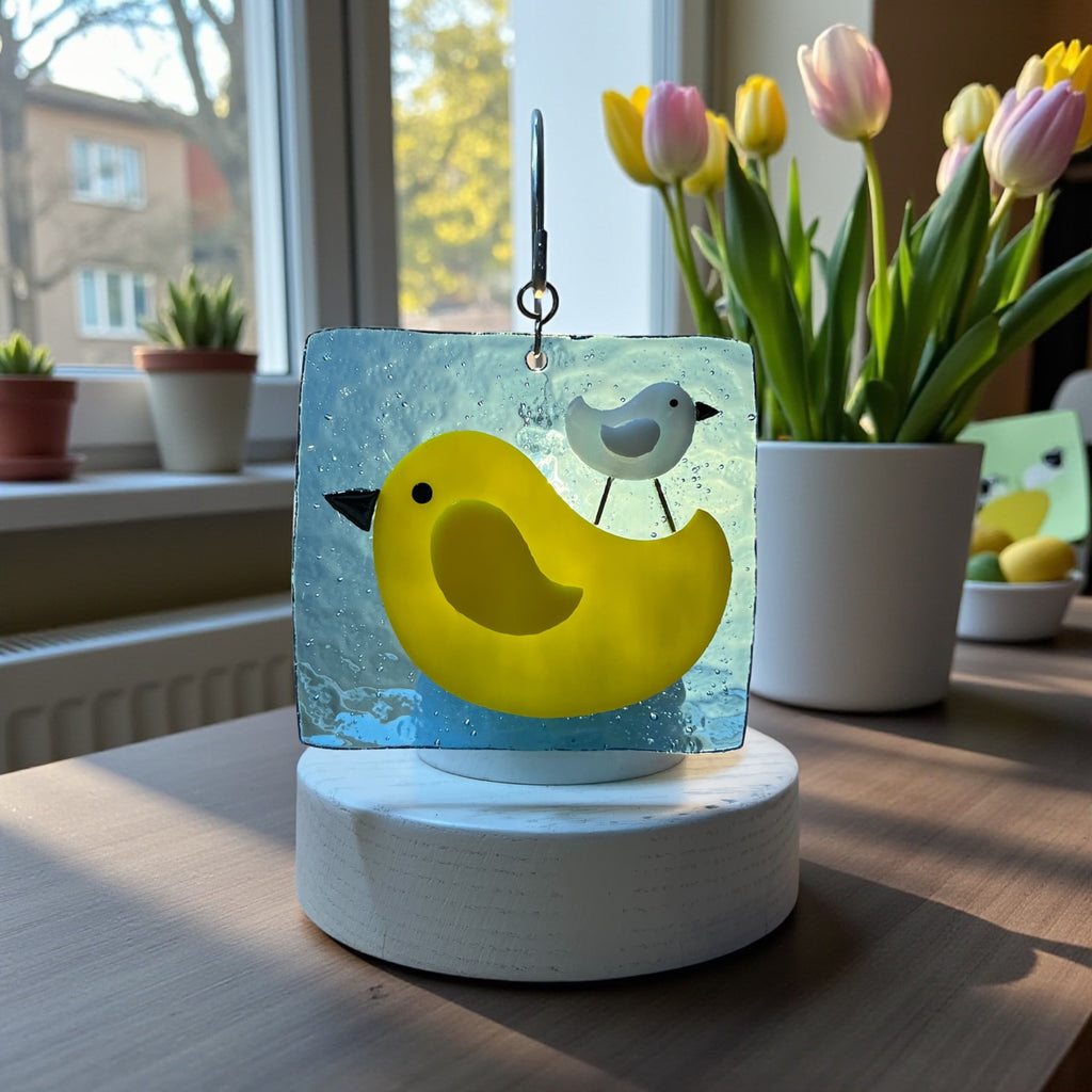 Glass Cover- Momma & Baby Bird