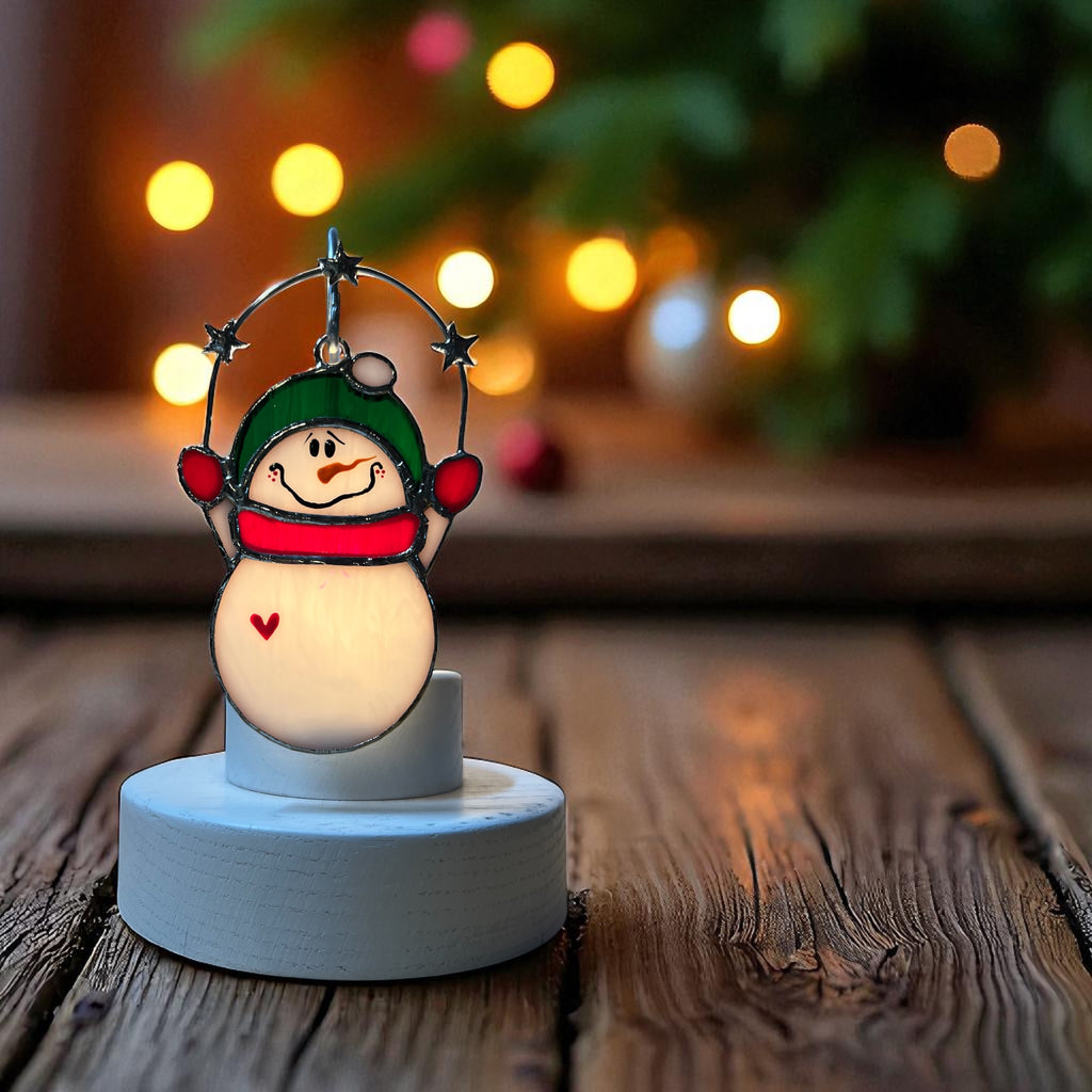 Glass Cover- Snowman and Stars