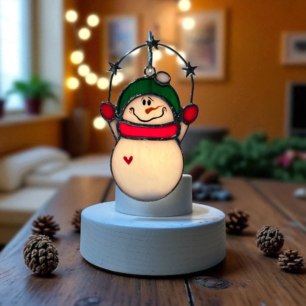 Glass Cover- Snowman and Stars