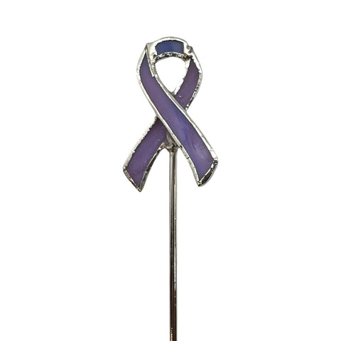 Holiday Mini Plant Stake- Lavender Cancer Ribbon (For All Cancer)