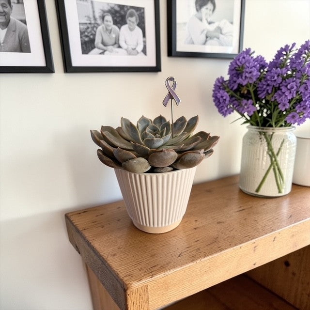 Mini Plant Stake- Lavender Cancer Ribbon (For All Cancer)