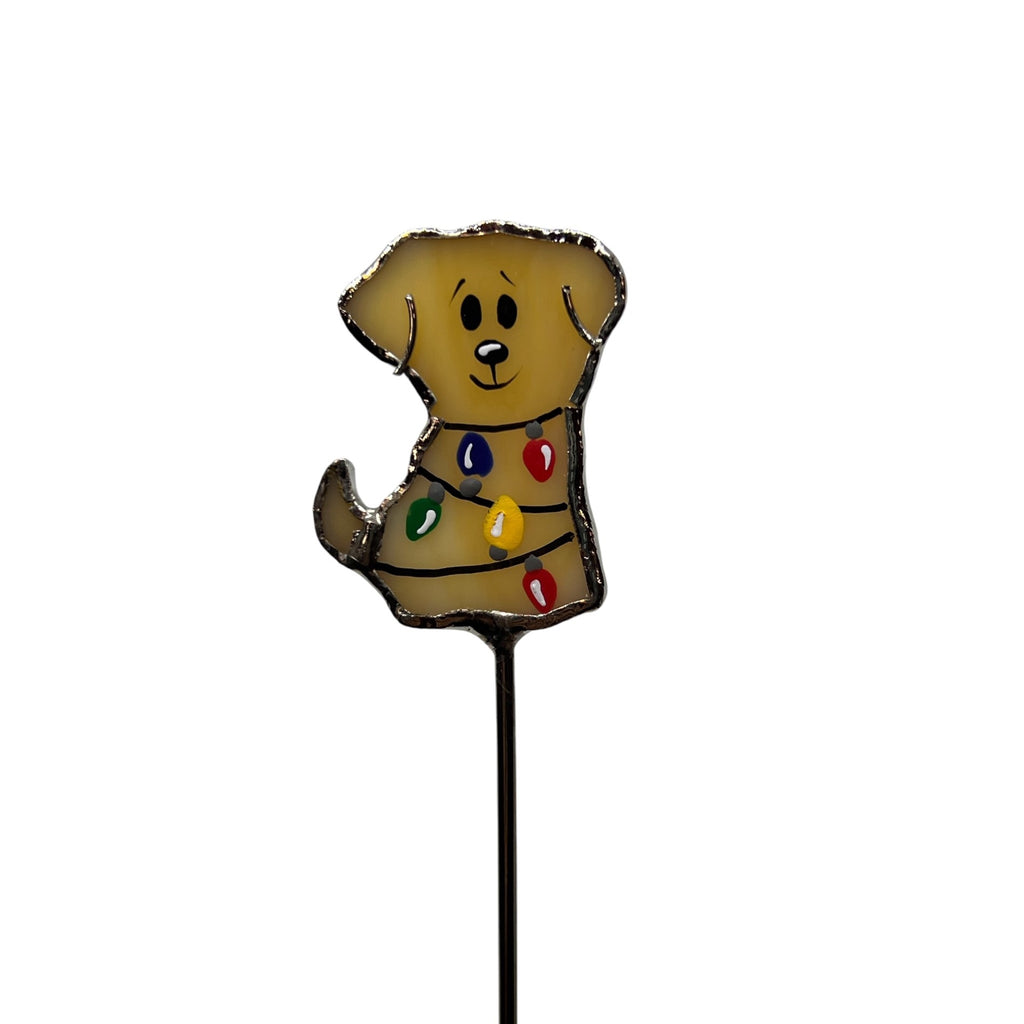 Mini Plant Stake- Christmas Puppy