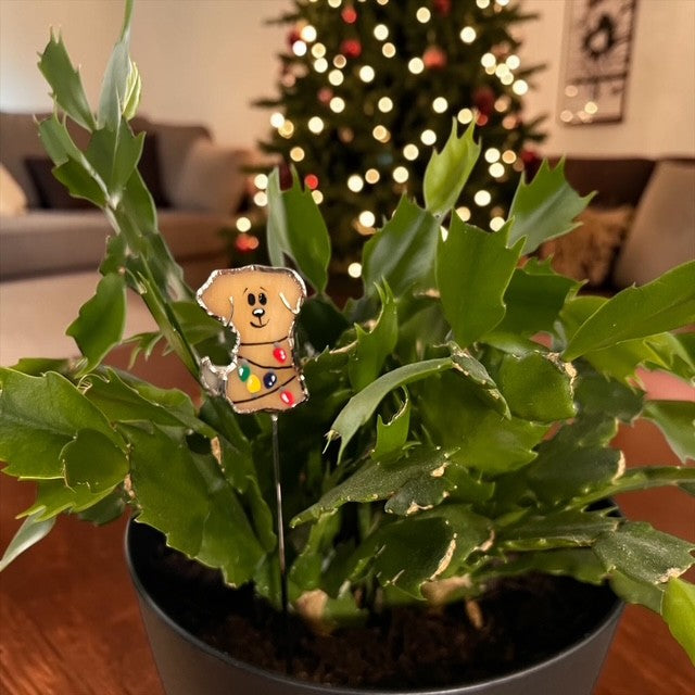 Mini Plant Stake- Christmas Puppy