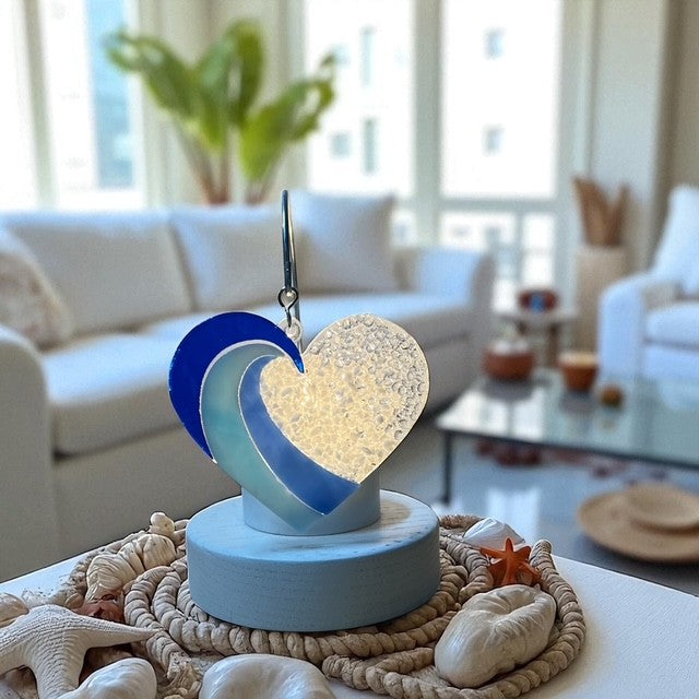 Glass Cover- Beach Wave Heart