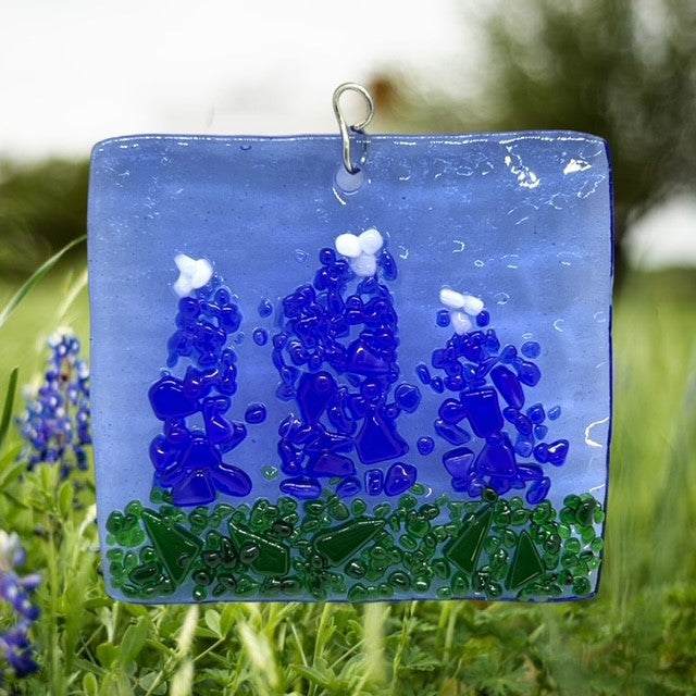 Glass Cover- Blue Flowers / Bluebonnets
