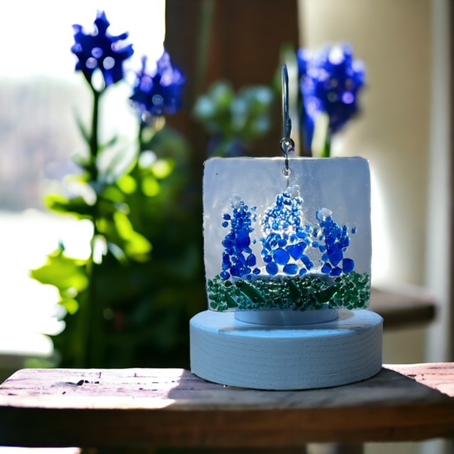 Glass Cover- Blue Flowers / Bluebonnets