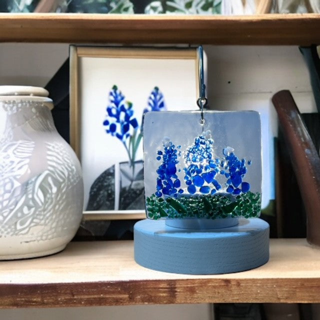 Glass Cover- Blue Flowers / Bluebonnets
