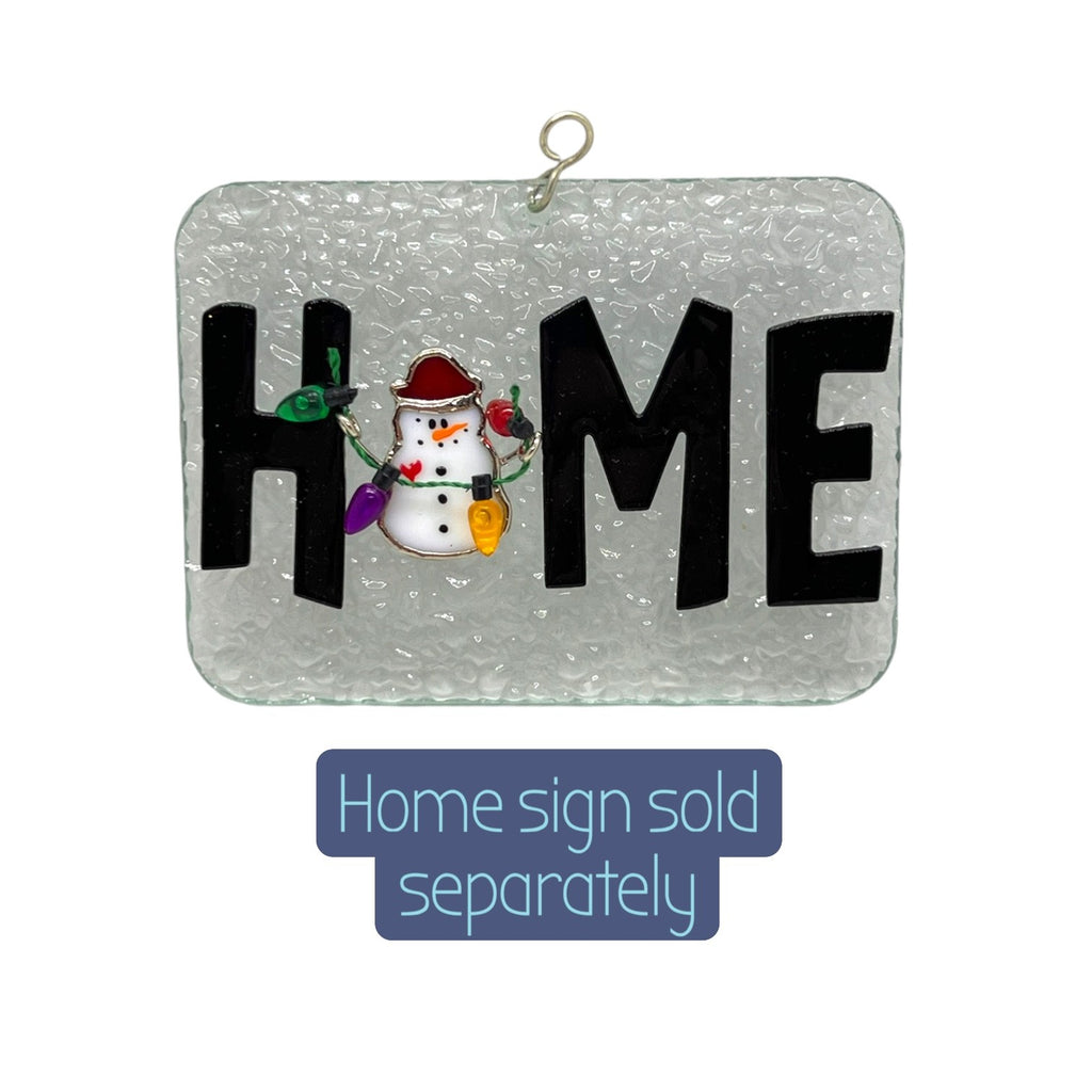 Glass Cover- HOME Sign Snowman Swappable