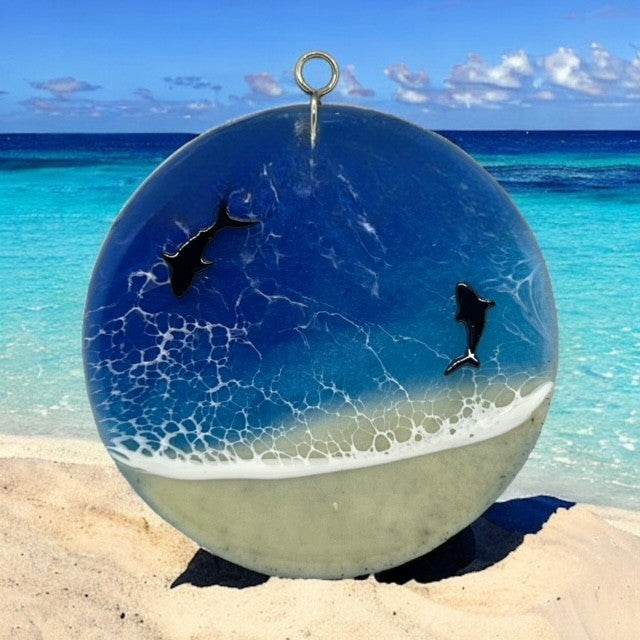 Glass Cover- Beach Wave Circle/ Sharks