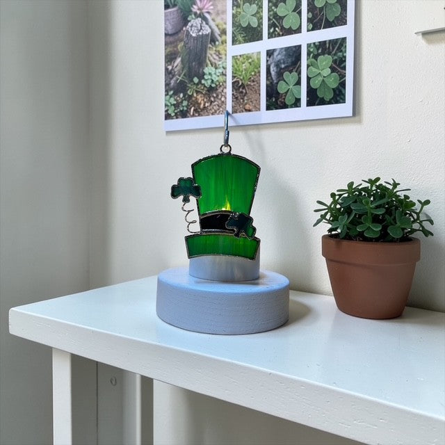 Glass Cover- Shamrock Hat