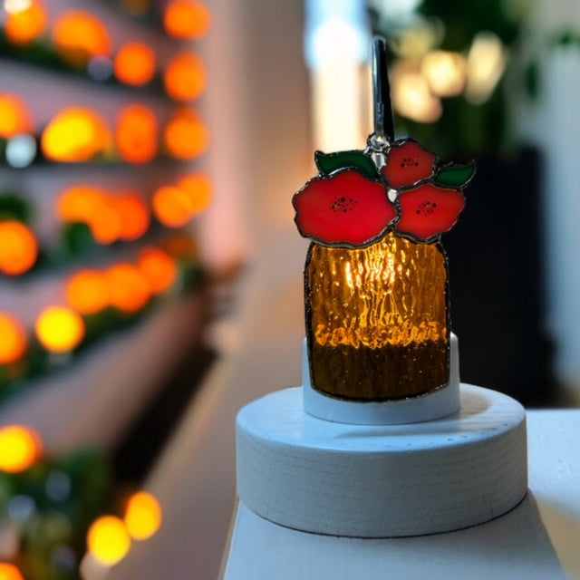 Glass Cover- Flower (FALL) Jar