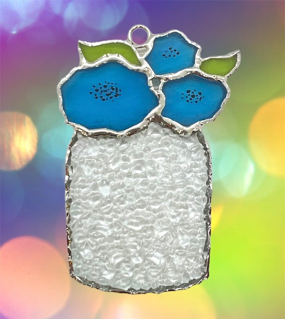 Glass Cover- Flowers Clear Ball Jar