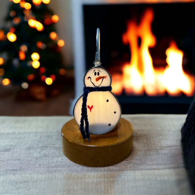 Glass Cover- Snowbaby with Scarf (Red, Blue or Green Sparkle Scarf)