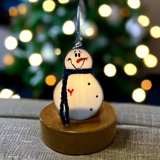 Glass Cover- Snowbaby with Scarf (Red, Blue or Green Sparkle Scarf)