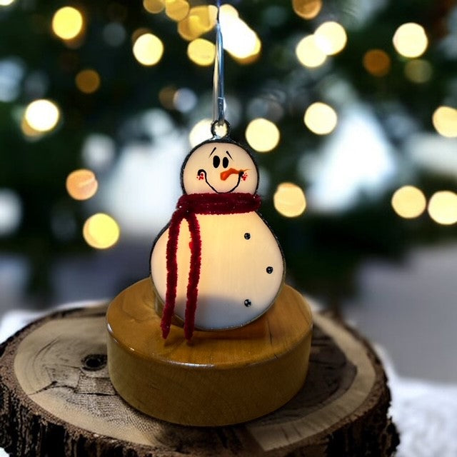 Glass Cover- Snowbaby with Scarf (Red, Blue or Green Sparkle Scarf)