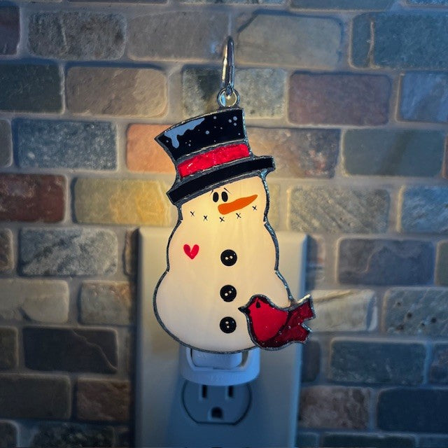 Glass Cover- Cardinal Snowman