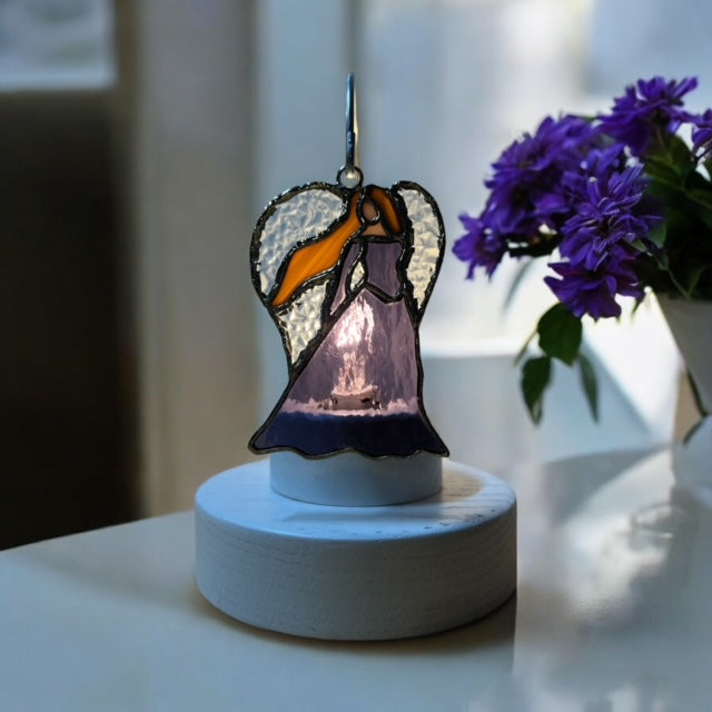 Glass Cover- The Angel of Hope , Spring Purple