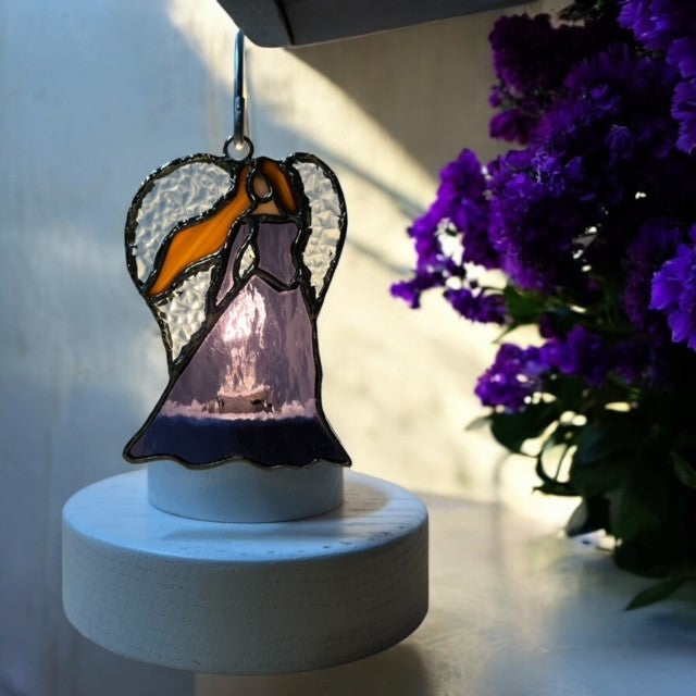 Glass Cover- The Angel of Hope , Spring Purple