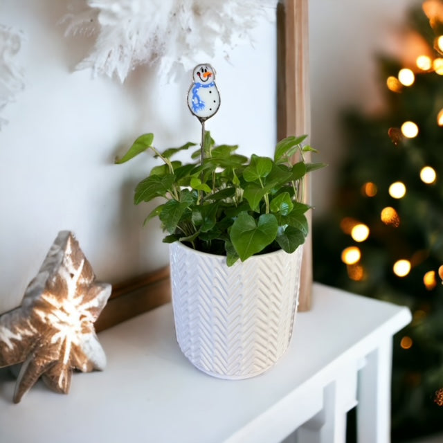 Holiday Mini Plant Stake- Winter Snowman