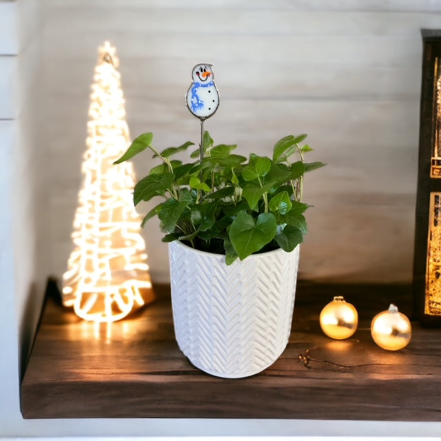 Holiday Mini Plant Stake- Winter Snowman