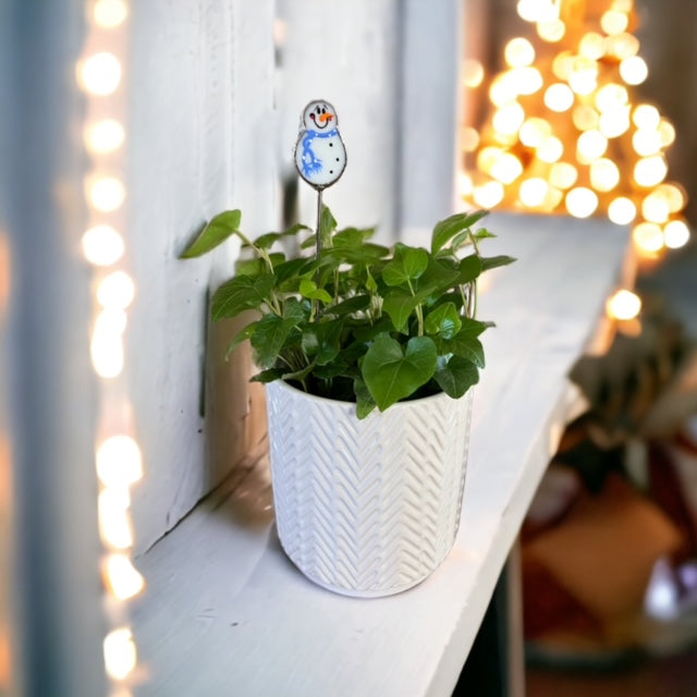 Holiday Mini Plant Stake- Winter Snowman