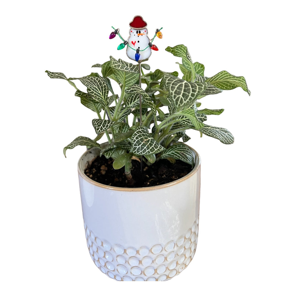 Holiday Mini Plant Stake- Christmas Snowman (Red Hat)