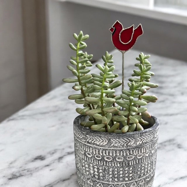 Holiday Mini Plant Stake- Cardinal
