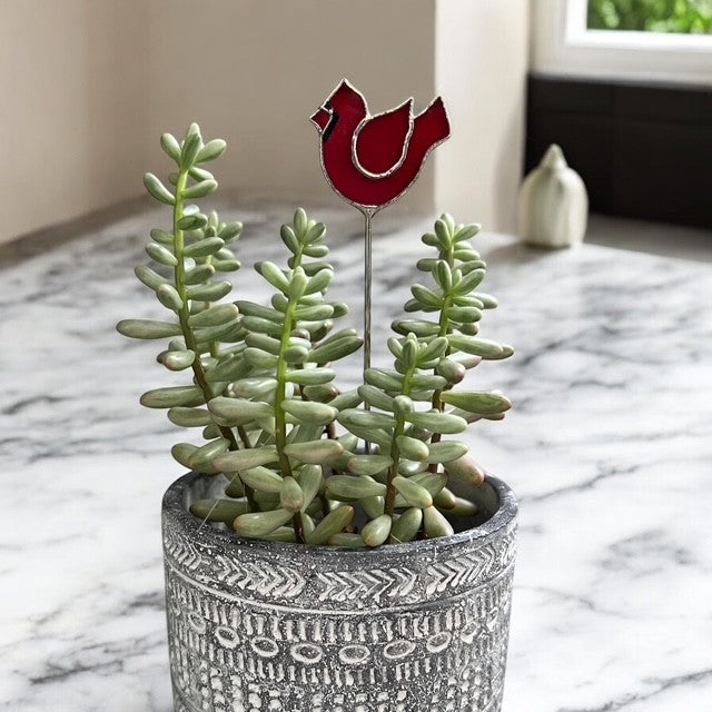 Holiday Mini Plant Stake- Cardinal
