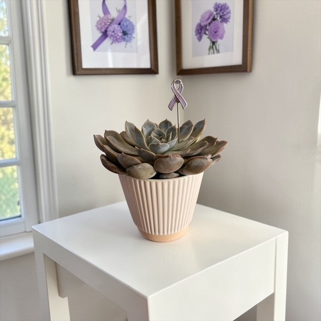 Mini Plant Stake- Lavender Cancer Ribbon (For All Cancer)