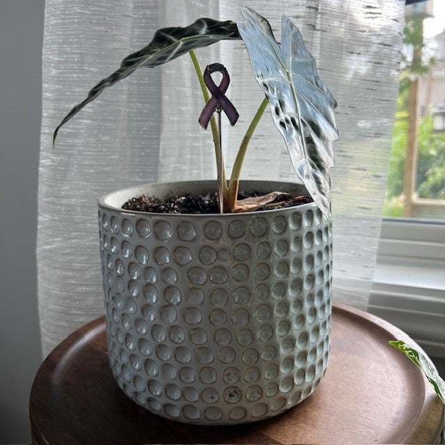 Holiday Mini Plant Stake- Lavender Cancer Ribbon (For All Cancer)