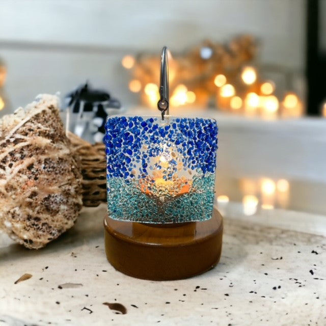 Glass Cover- Blue Ocean Swirl