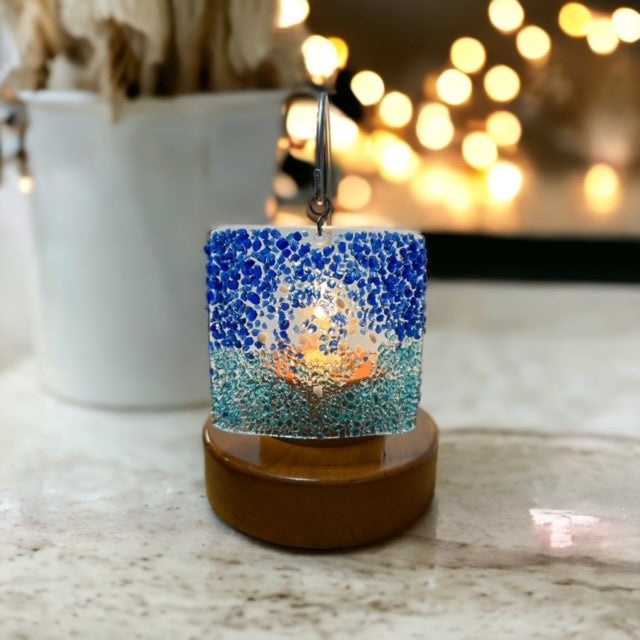 Glass Cover- Blue Ocean Swirl