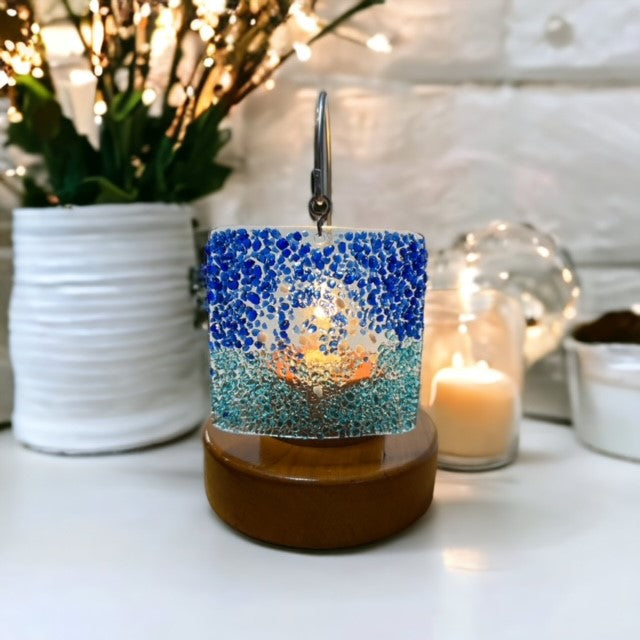 Glass Cover- Blue Ocean Swirl