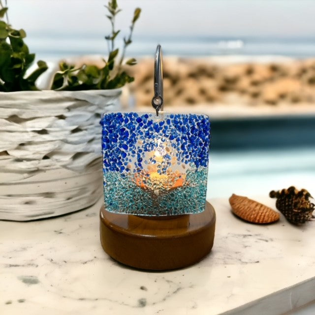 Glass Cover- Blue Ocean Swirl