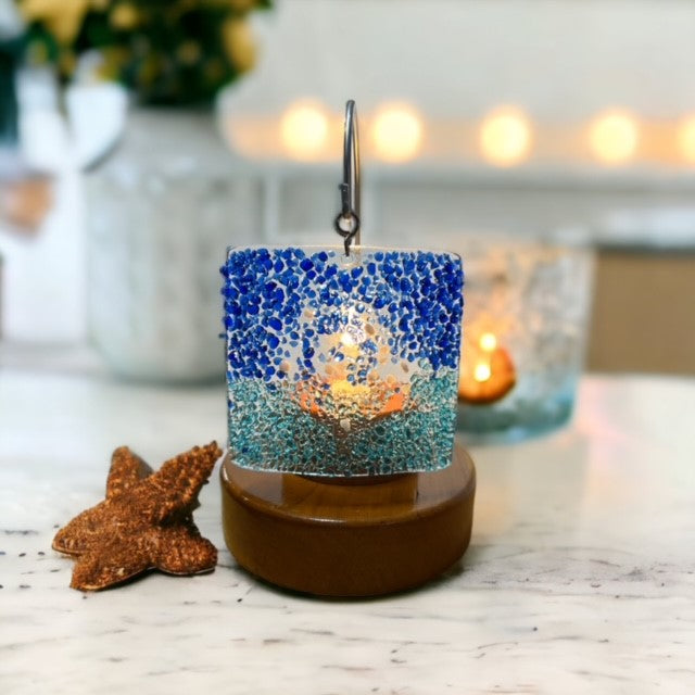 Glass Cover- Blue Ocean Swirl