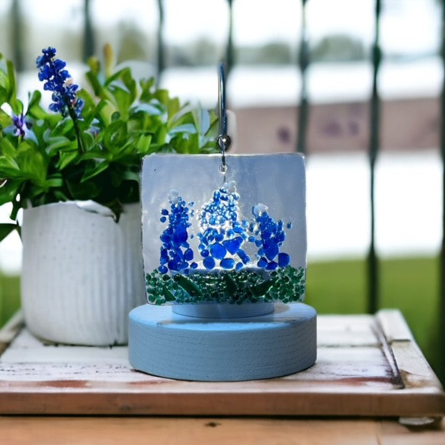 Glass Cover- Blue Flowers / Bluebonnets