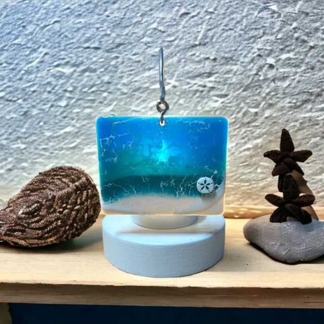 Glass Cover- Beach Wave Rectangle/ Sand dollar