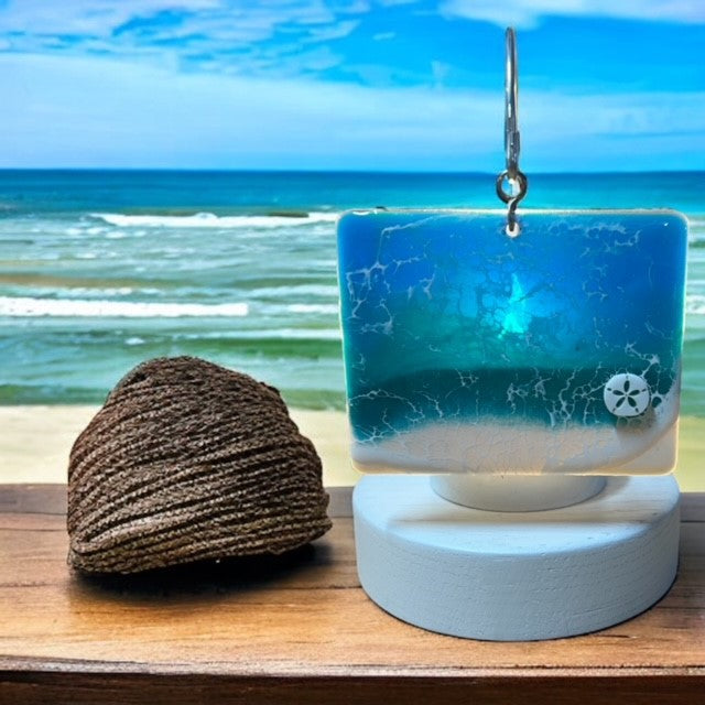 Glass Cover- Beach Wave Rectangle/ Sand dollar