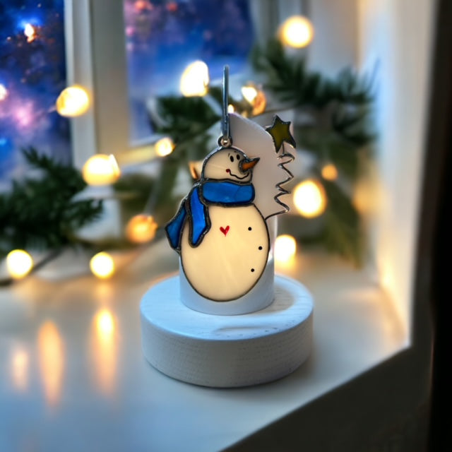 Glass Cover- Starry Night Snowman