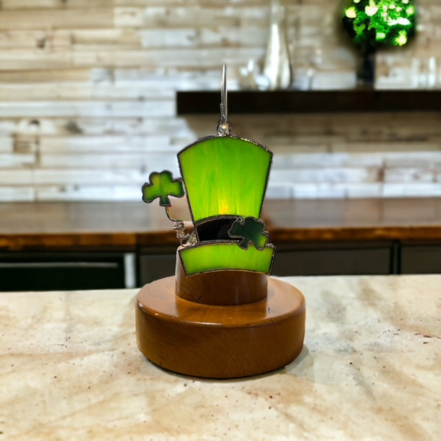 Glass Cover- Shamrock Hat