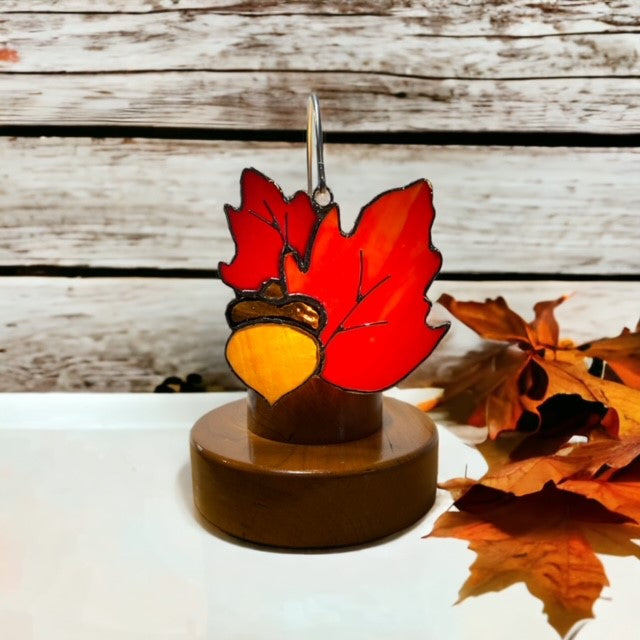 Glass Cover- Oak Leaves with Acorn