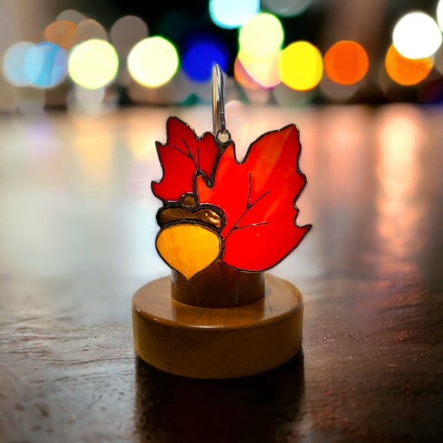 Glass Cover- Oak Leaves with Acorn