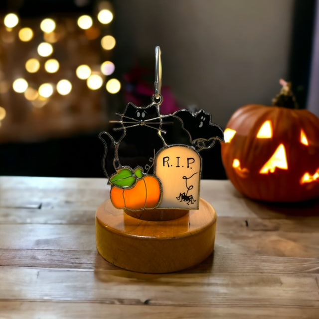 Glass Cover- Halloween Tombstone/ Pumpkin/ Bat/Cat
