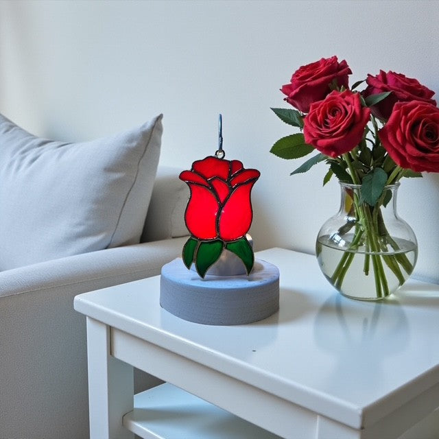 Glass Cover- Red Rose