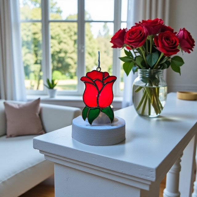 Glass Cover- Red Rose