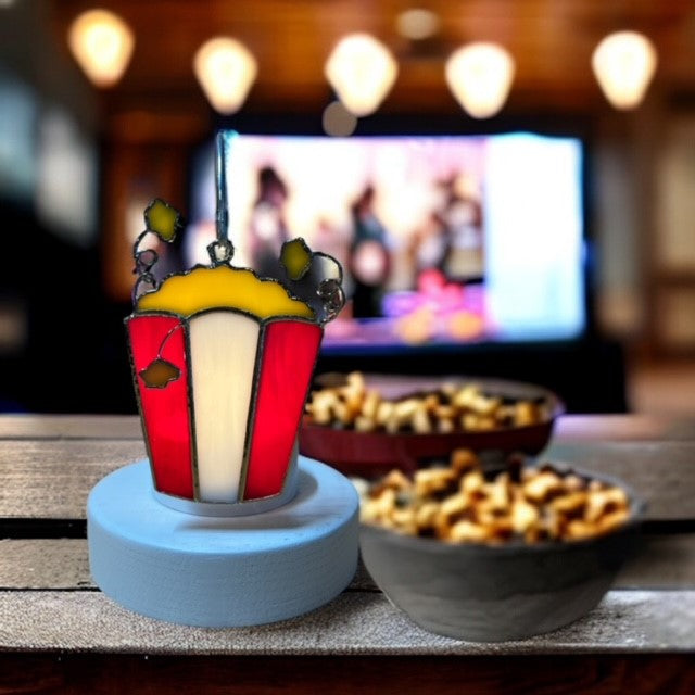 Glass Cover- Movie Night Popcorn