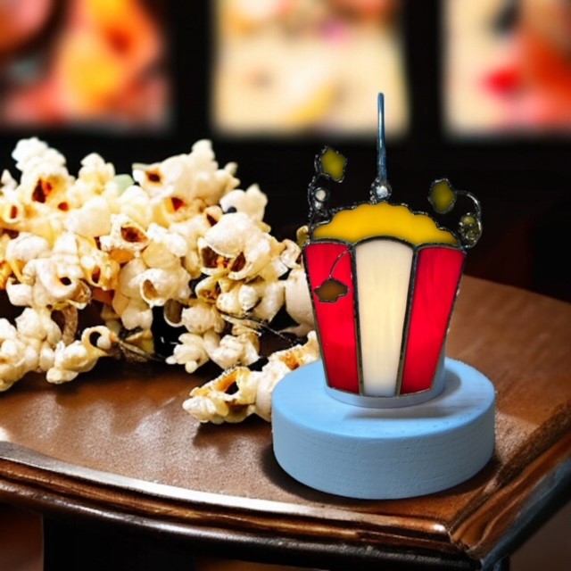 Glass Cover- Movie Night Popcorn